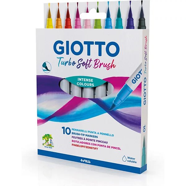 Giotto Turbo Soft Brush – Pennarelli Punta Pennello Pastello 10 pz - Quiscuola