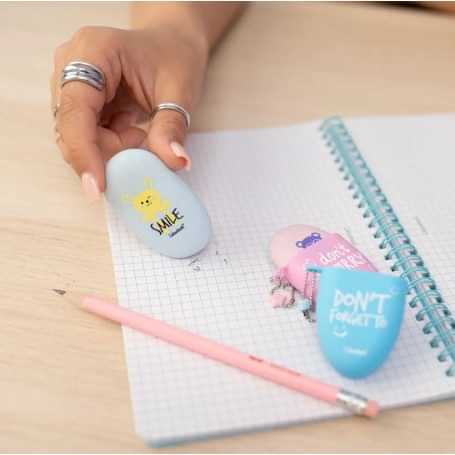 Gomma Pocket Message azzurro o rosa con frase a sorpresa - foto 4