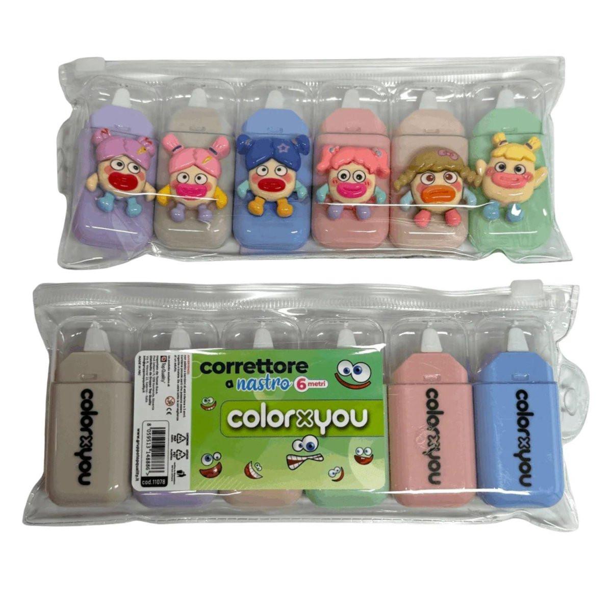 Kit Correttore a Nastro Coloryou Mini – 2 Pezzi Compatti con Faccine.