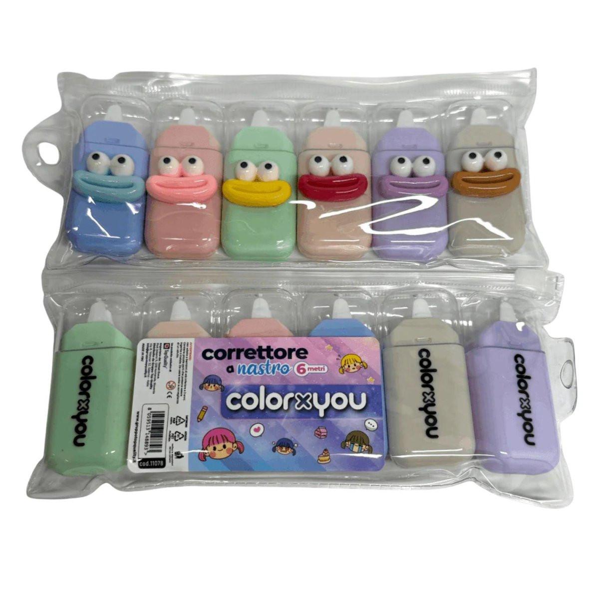 Kit Correttore a Nastro Coloryou Mini – 2 Pezzi Compatti con Faccine.