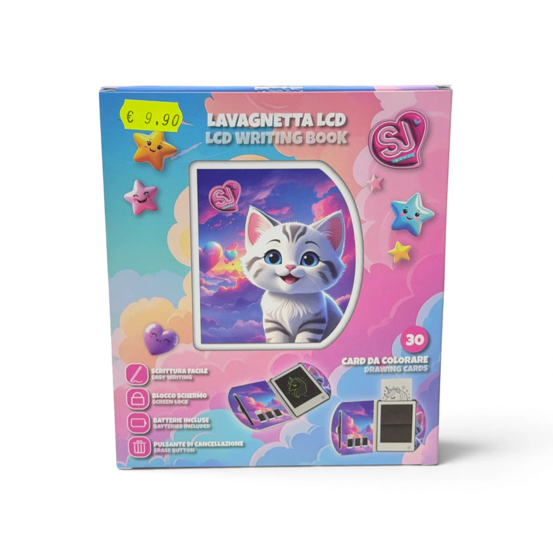Lavagnetta LCD a libro SJ Gang con varianti Gattino, Unicorno, Astronauta e Drago - Gattino - foto 1