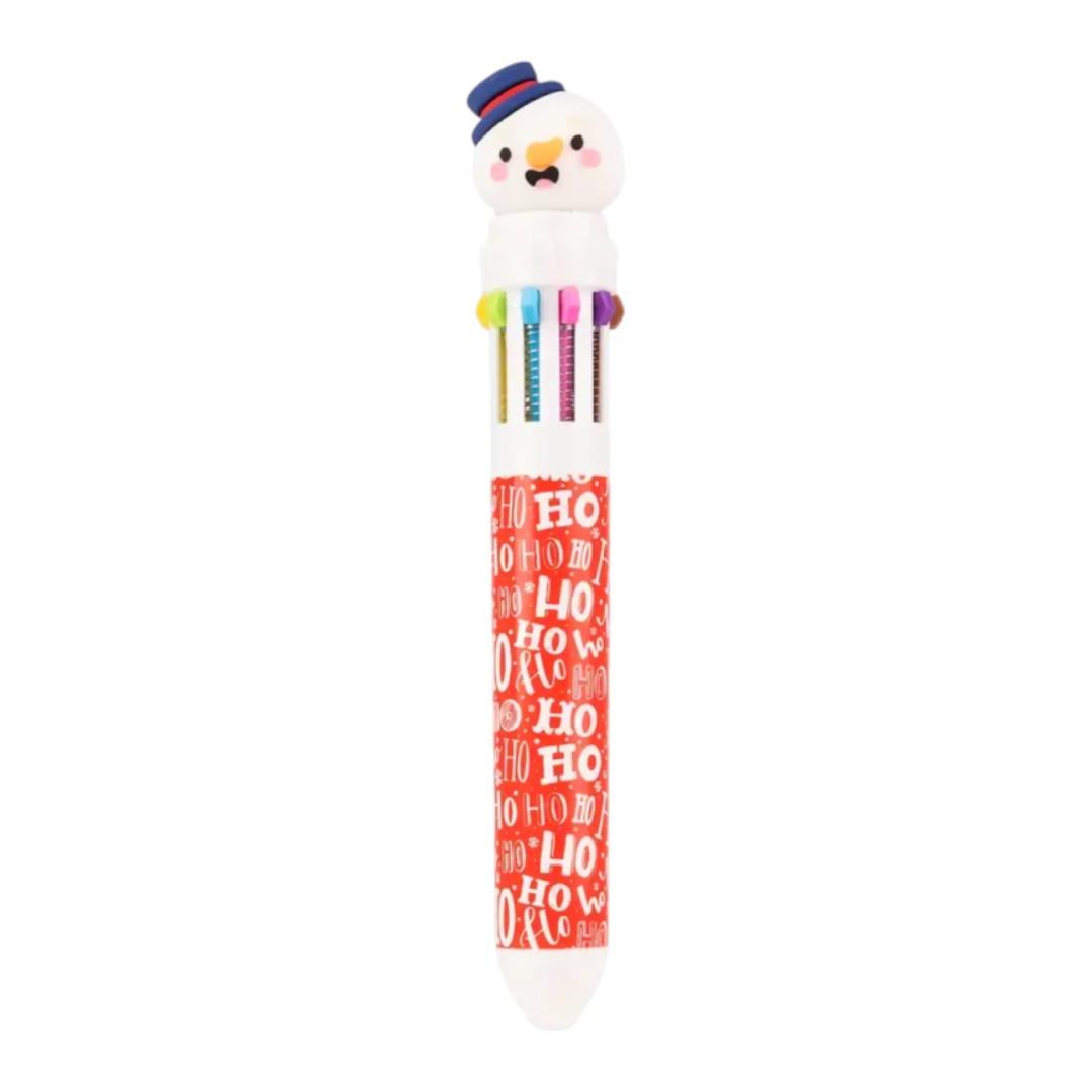 Penna a Sfera Natalizia 10 Colori – Colourbook con Topper Festivo.