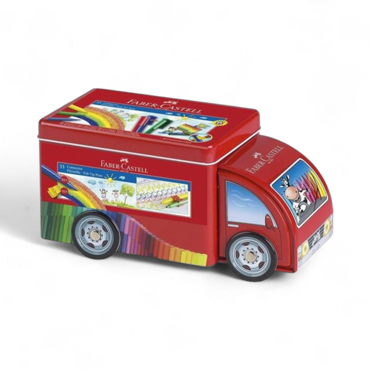 Pennarelli Faber - Castell Connector Pens Camioncino Latta 33 Colori + 10 Connettori - Quiscuola.it – Zaini, Astucci e Diari Scuola