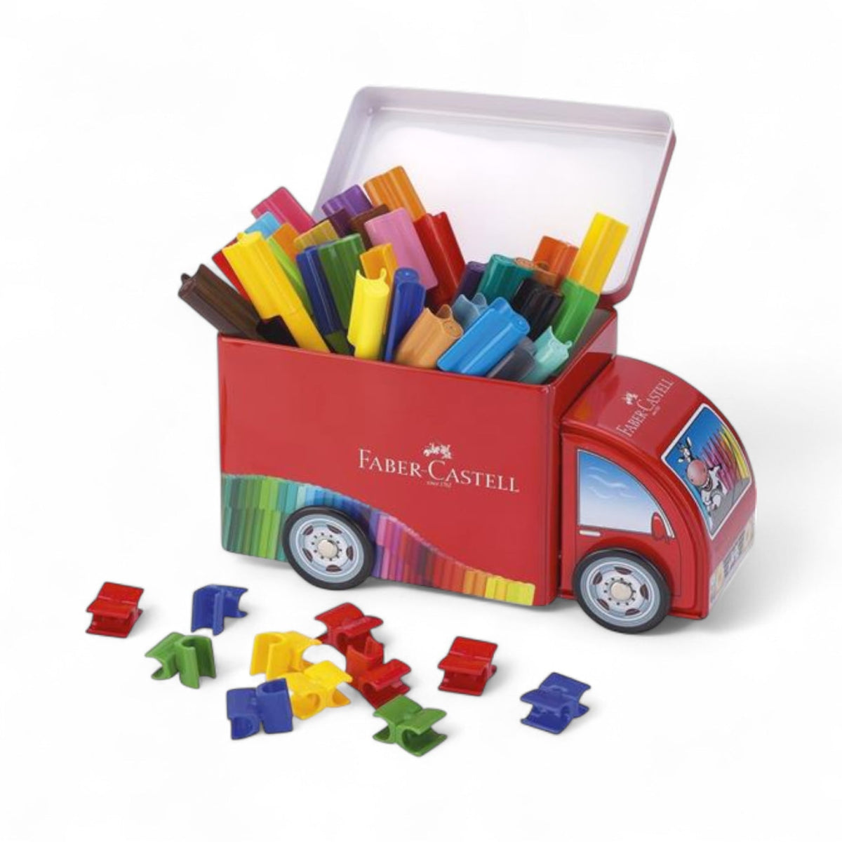 Pennarelli Faber - Castell Connector Pens Camioncino Latta 33 Colori + 10 Connettori - Quiscuola.it – Zaini, Astucci e Diari Scuola