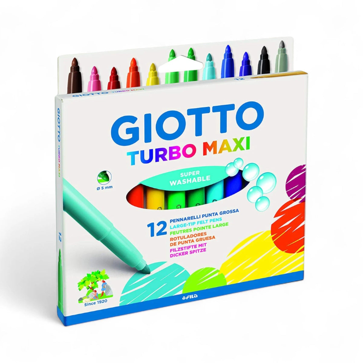 Pennarelli Giotto Turbo Maxi 12 Colori – Punta Larga 5 mm - Quiscuola.it – Zaini, Astucci e Diari Scuola