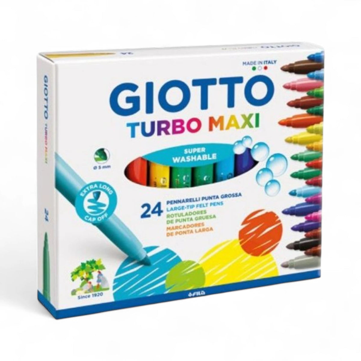 Pennarelli Giotto Turbo Maxi 24 Colori – Punta Media 2,8 mm - Quiscuola.it – Zaini, Astucci e Diari Scuola
