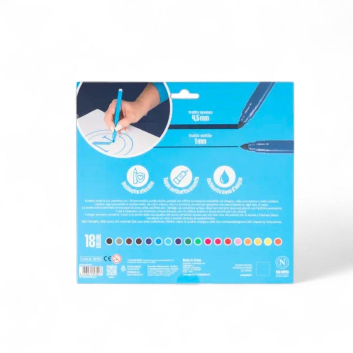 Pennarelli SSC Napoli 18 Colori a Punta Conica - Quiscuola.it – Zaini, Astucci e Diari Scuola