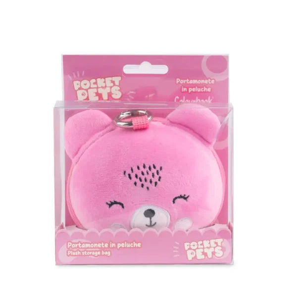 Portamonete peluche Pocket Pets Colourbook con moschettone