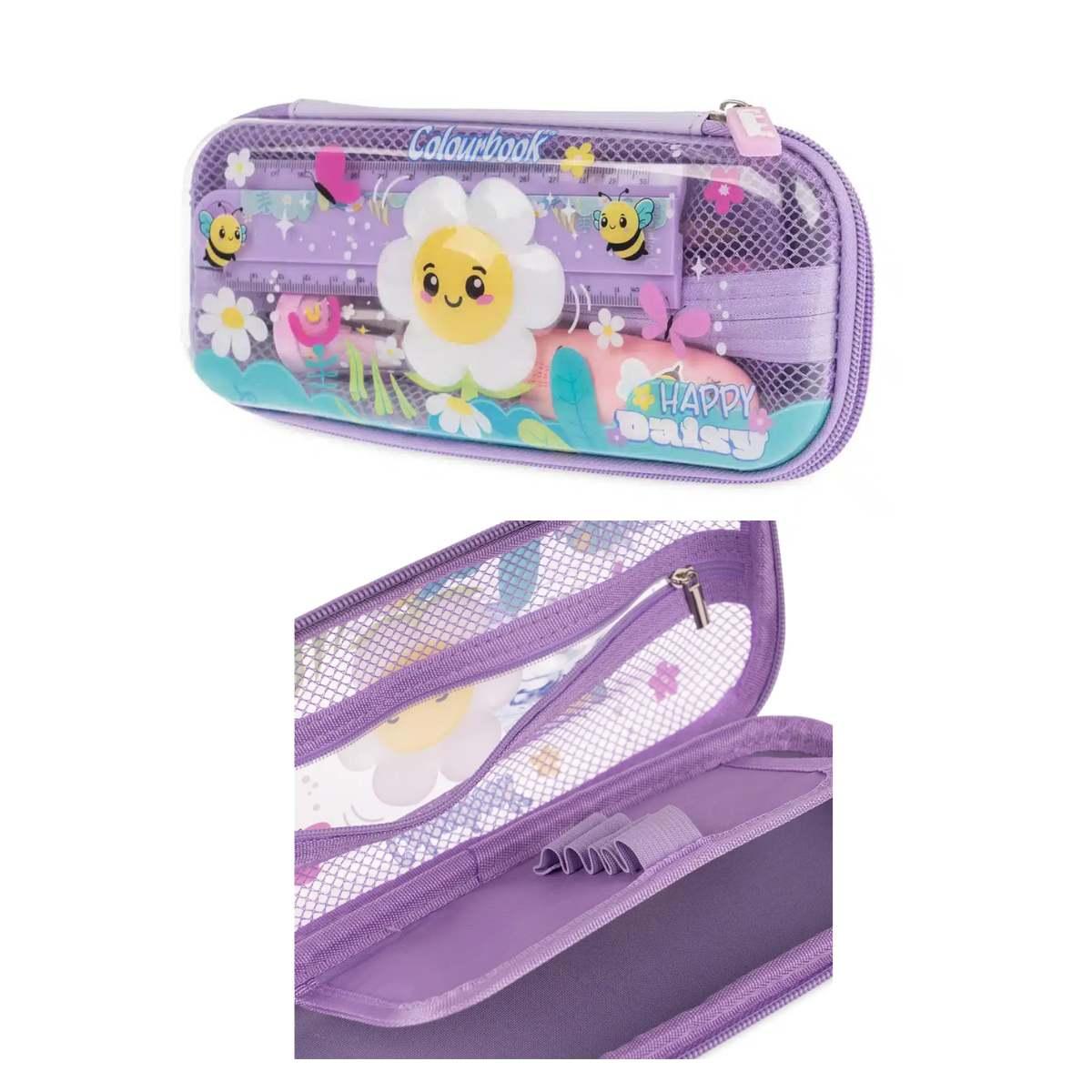 Portapenne rigido Happy Daisy Colourbook con grafica margherite