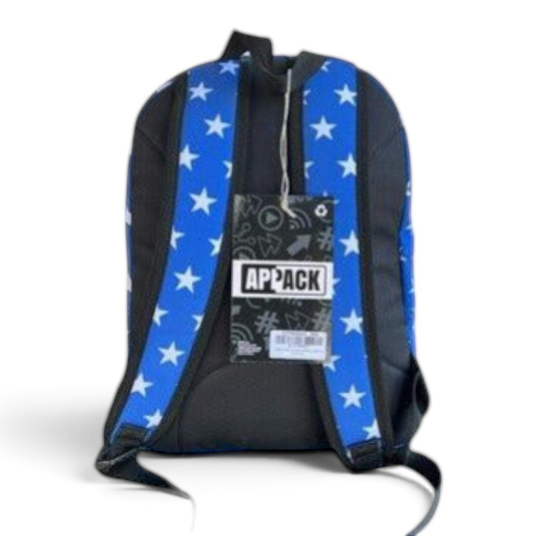 Quiscuola.it – Zaini, Astucci e Diari Scuola Appack backpack in blue with white stars and double compartments