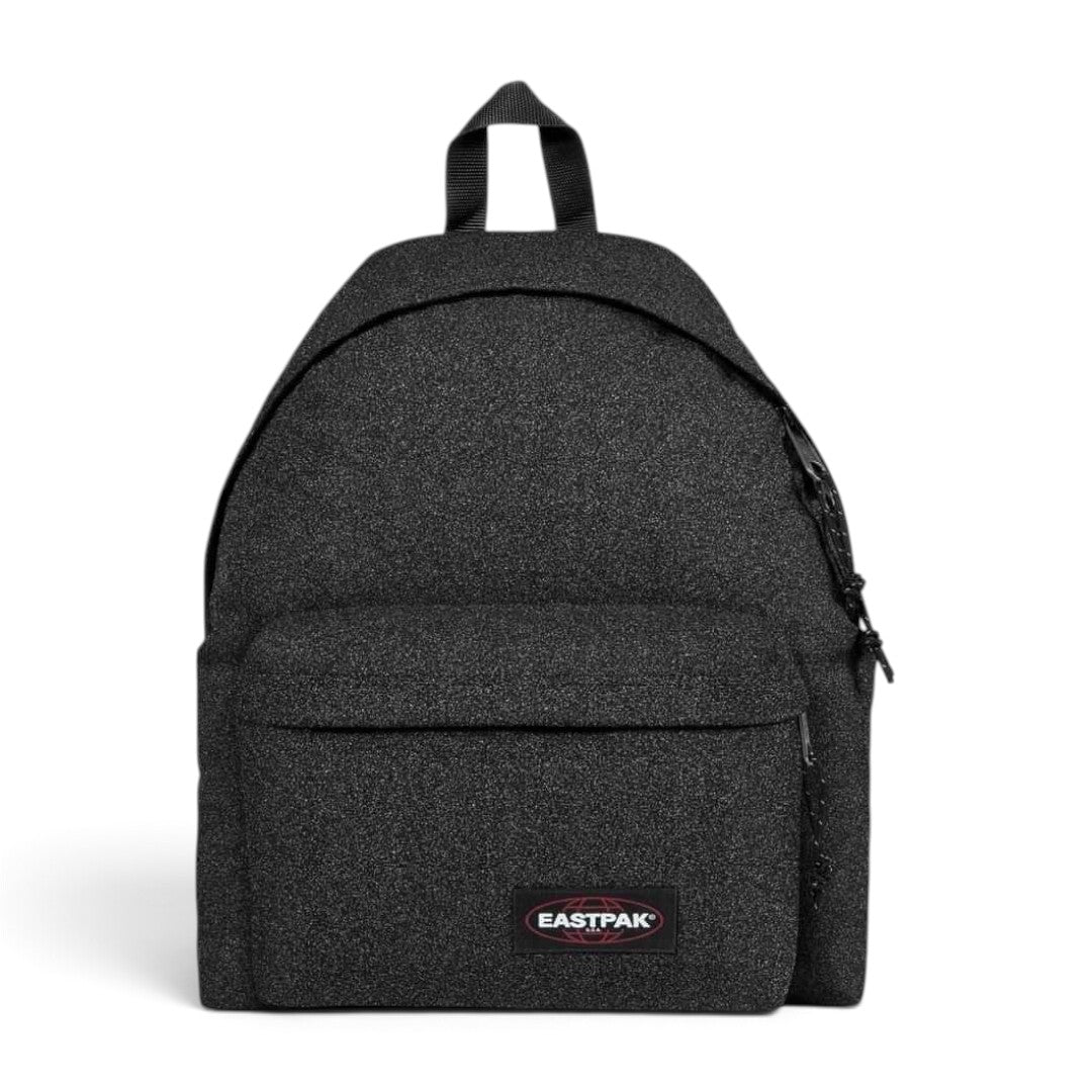 Quiscuola.it – Zaini, Astucci e Diari Scuola Eastpak Padded Pak'r backpack in black glitter fabric with front pocket.