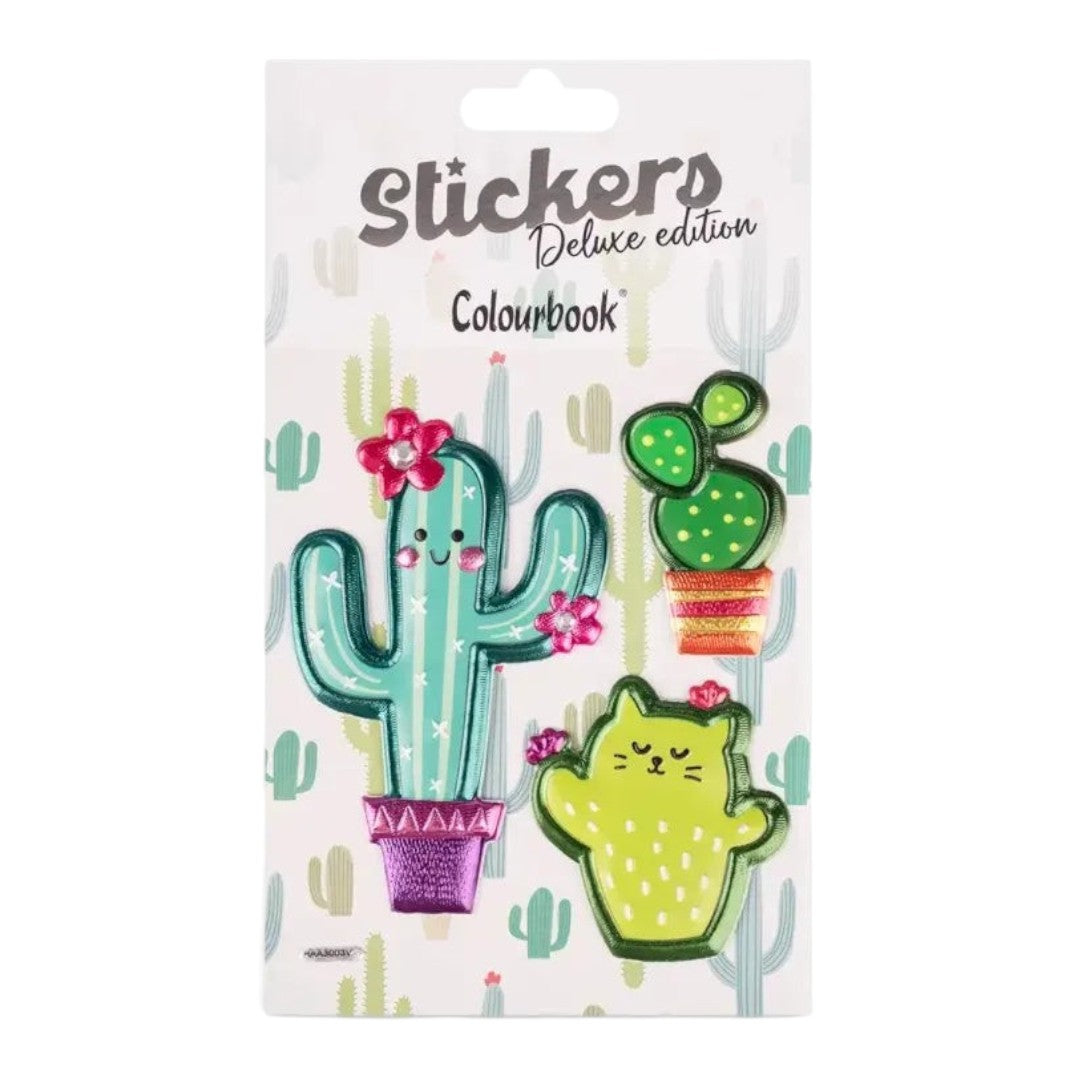 Quiscuola.it – Zaini, Astucci e Diari Scuola 3D cactus stickers with cute faces and flowers on display card