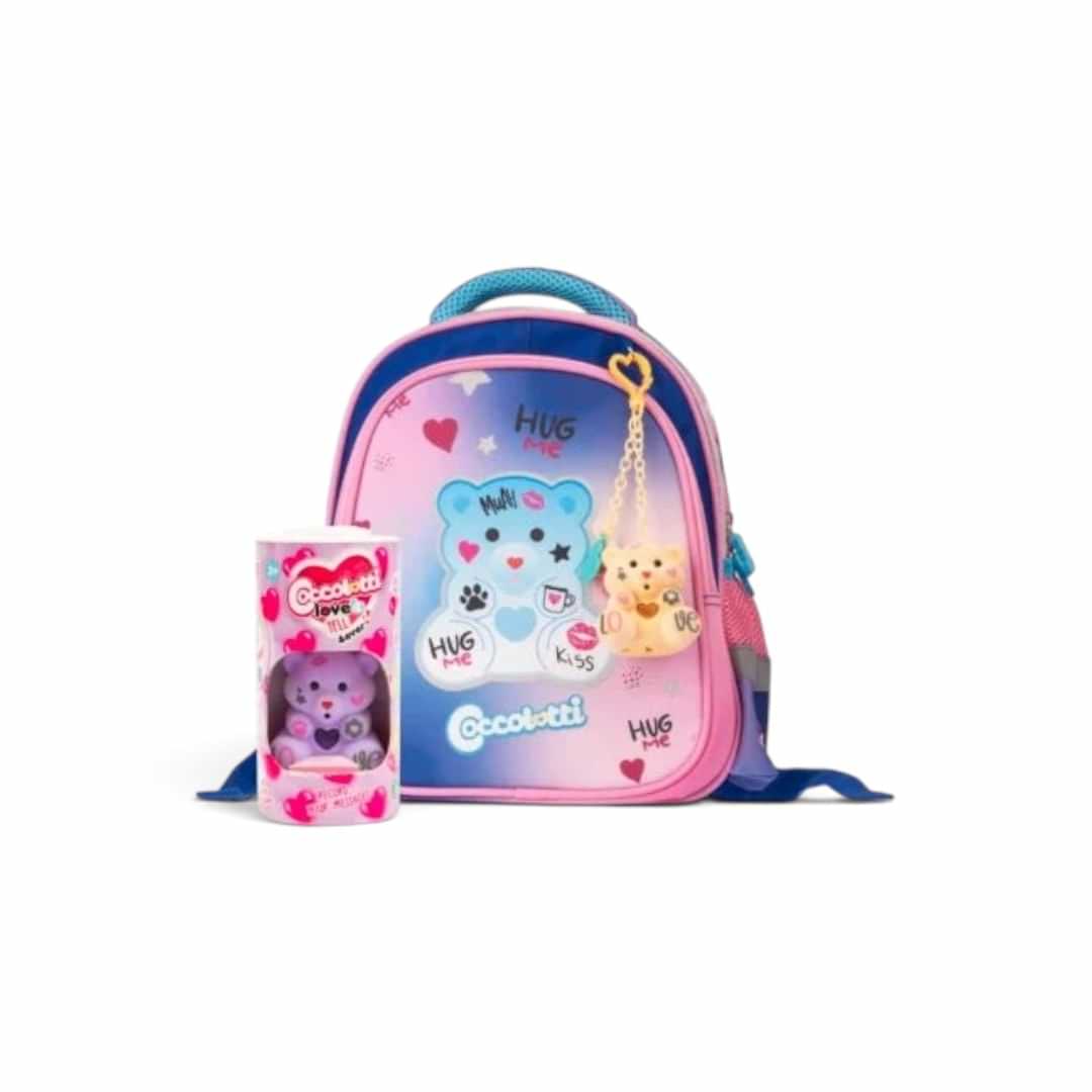 Quiscuola.it – Zaini, Astucci e Diari Scuola Coccolotti Colourbook preschool backpack with plush toy and pink design