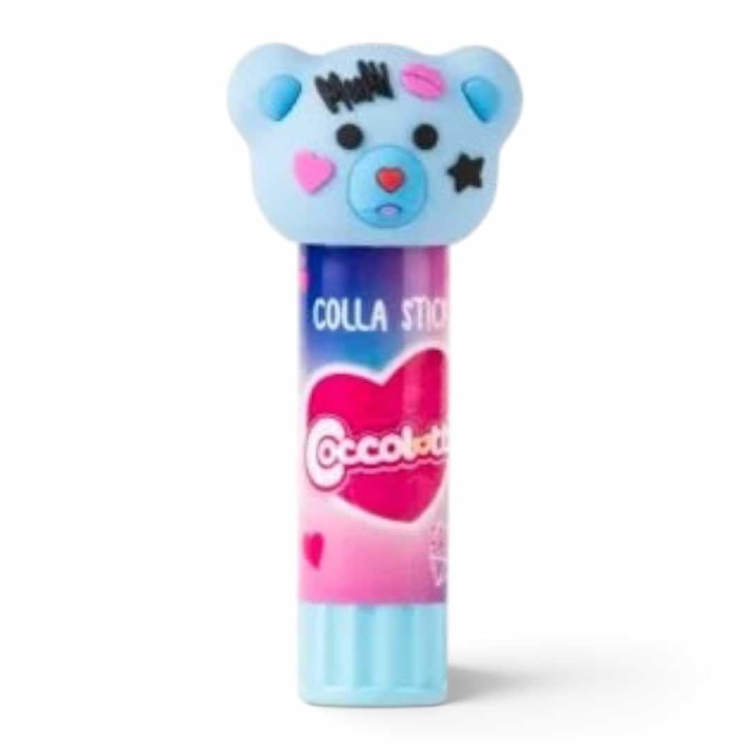 Quiscuola.it – Zaini, Astucci e Diari Scuola Coccolotti glitter glue stick with a blue bear-shaped cap