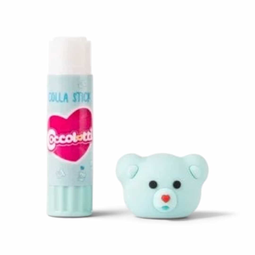 Quiscuola.it – Zaini, Astucci e Diari Scuola Coccolotti glue stick with a cute light blue bear-shaped cap