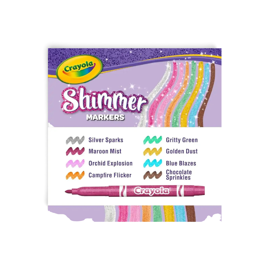 Quiscuola.it – Zaini, Astucci e Diari Scuola Crayola Shimmer markers set of 8 with sparkling metallic ink colors