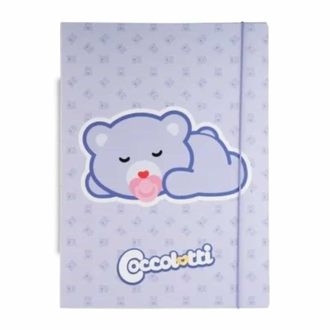 Quiscuola.it – Zaini, Astucci e Diari Scuola A4 ring binder featuring a lilac Coccolotti bear design with elastic band