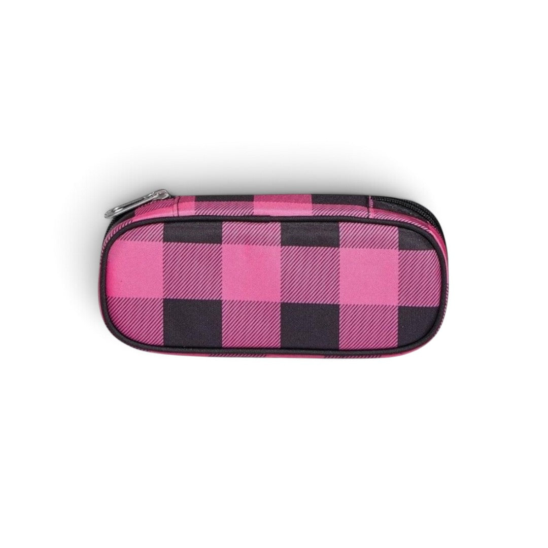 Quiscuola.it – Zaini, Astucci e Diari Scuola SEVEN College Girl oval pencil case in pink and black plaid pattern