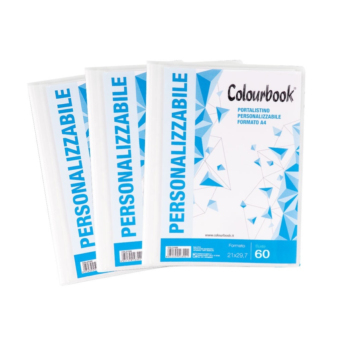 Tre porta listini Colourbook personalizzabili Quiscuola.it – Zaini, Astucci e Diari Scuola con 60 buste trasparenti A4