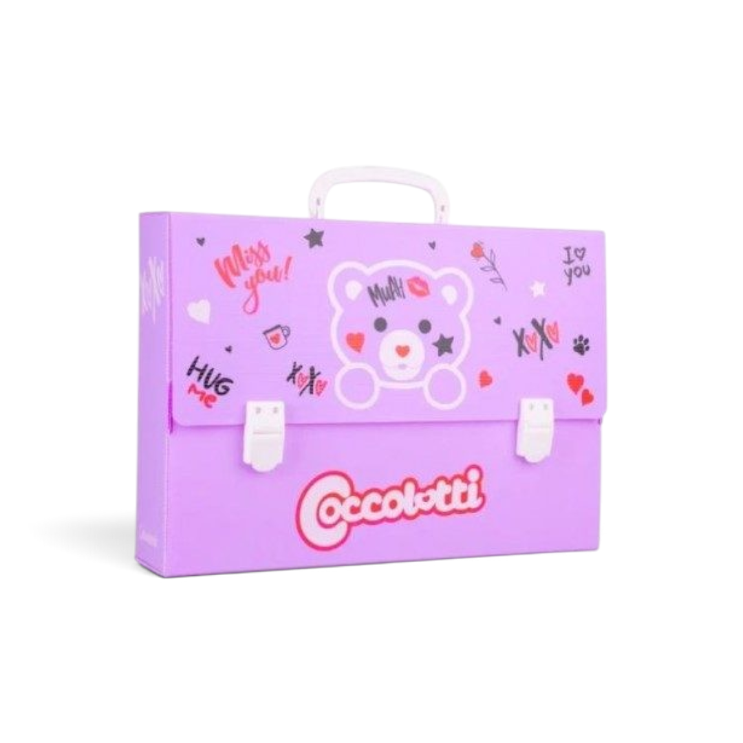 Quiscuola.it – Zaini, Astucci e Diari Scuola purple polionda art portfolio case with Coccolotti bear print and handle