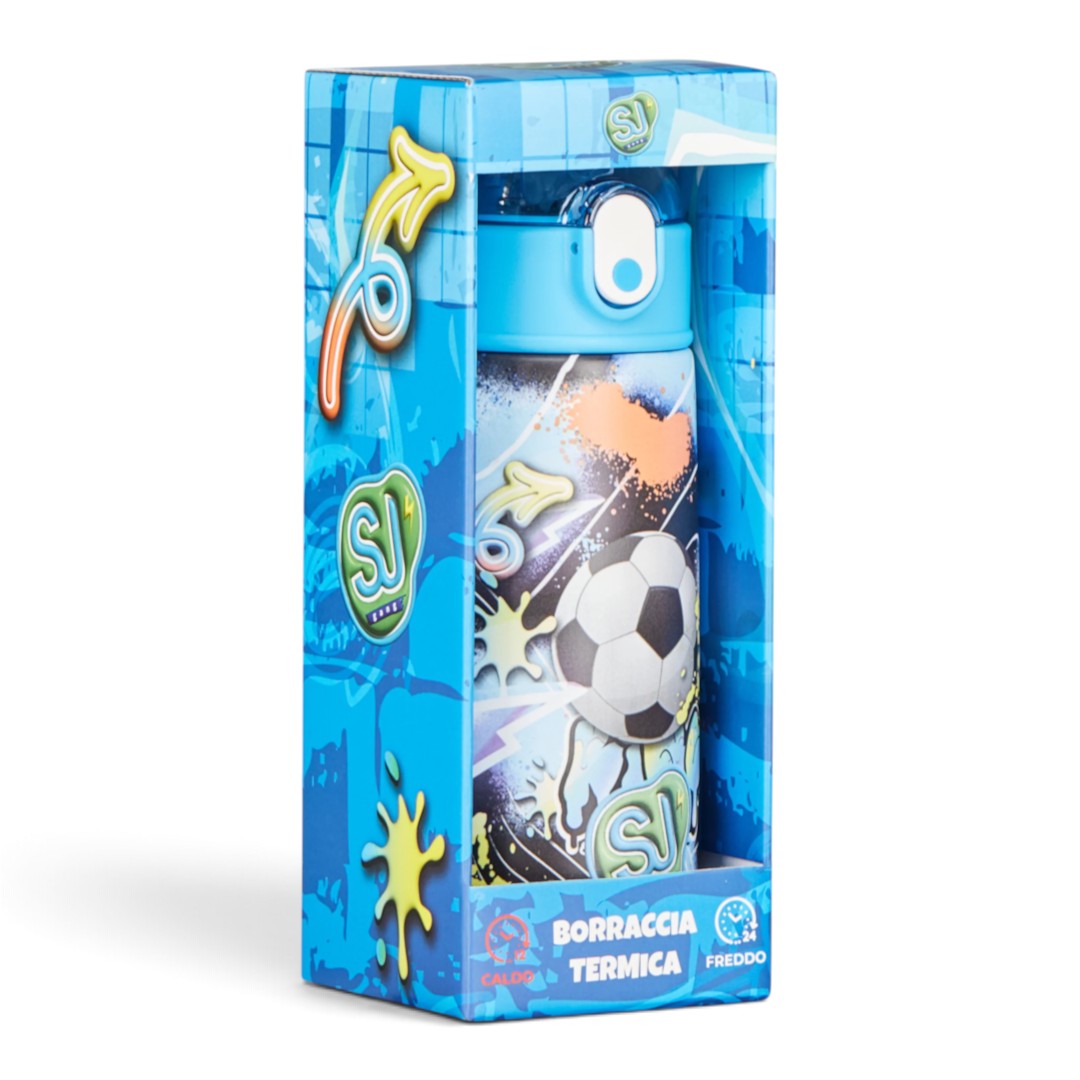 Quiscuola.it – Zaini, Astucci e Diari Scuola Seven SJ Glow Game thermal water bottle with soccer ball graphic in box