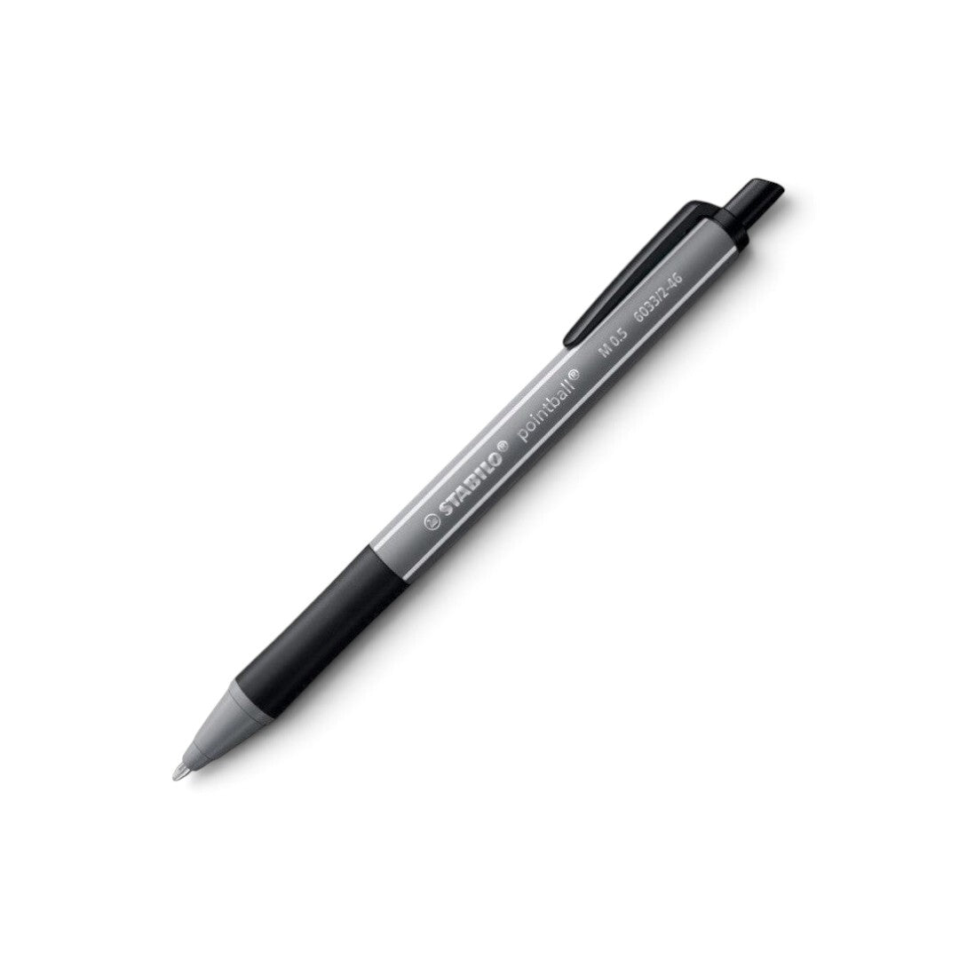 Quiscuola.it – Zaini, Astucci e Diari Scuola Stabilo Pointball ballpoint pen with a sleek black and grey design