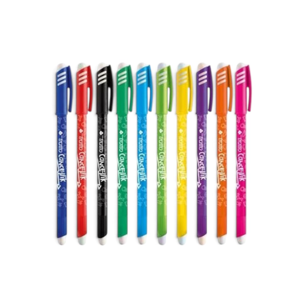 Quiscuola.it – Zaini, Astucci e Diari Scuola set of ten colourful Tratto Cancellik erasable pens with 1mm tips.