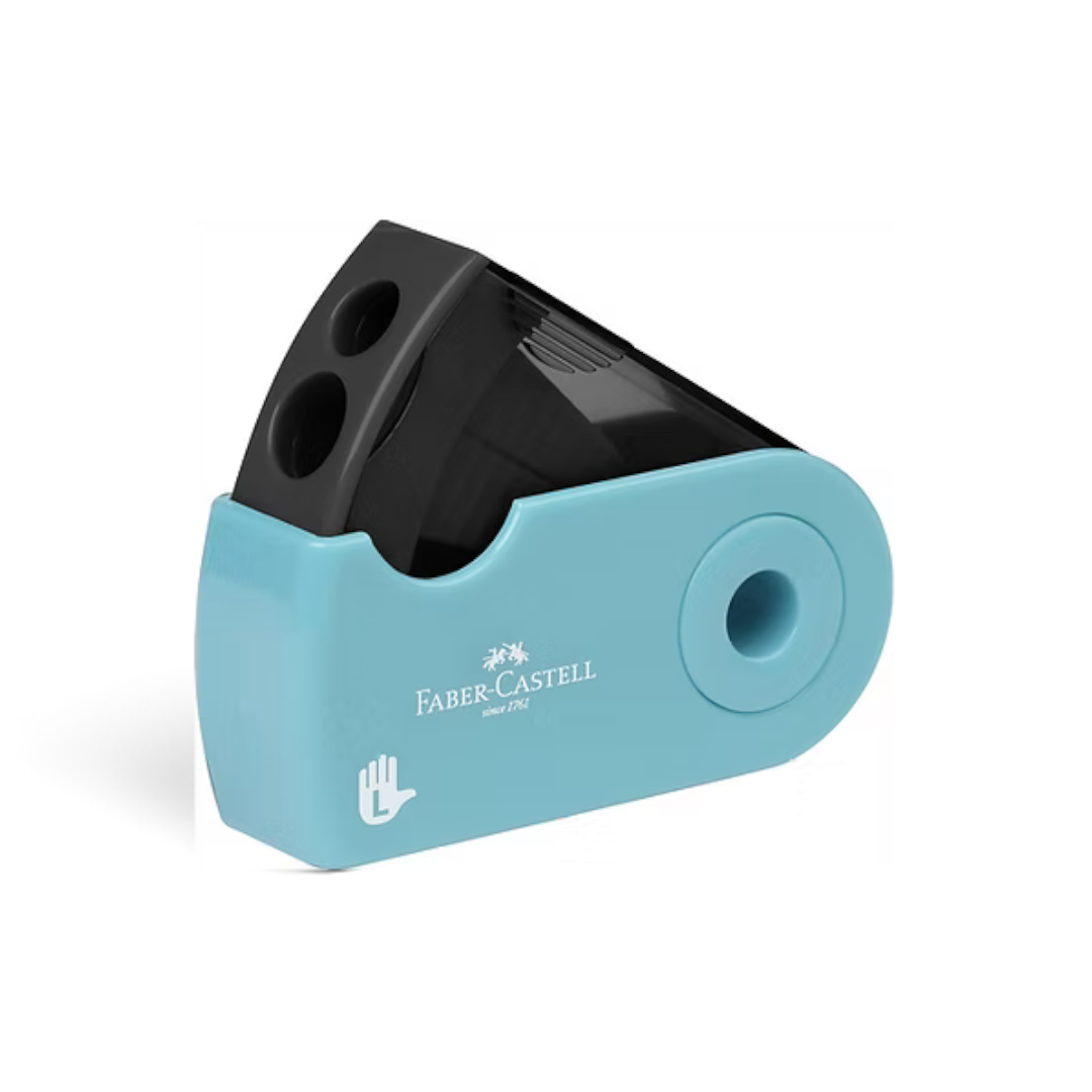 Quiscuola.it – Zaini, Astucci e Diari Scuola Faber-Castell turquoise double pencil sharpener for left-handed users