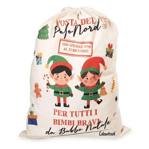 Sacco Regali di Babbo Natale Colourbook – 67x48 cm - Quiscuola.it – Zaini, Astucci e Diari Scuola