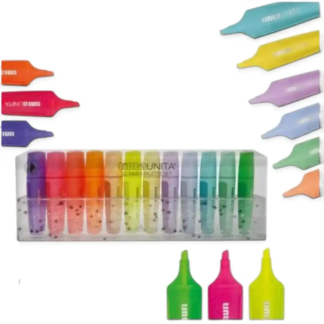 Palette Set 12 Evidenziatori Glimmer Tinta Unita