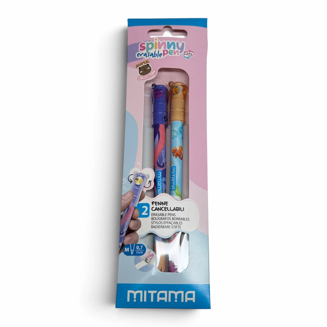 Mitama Set Due Penne Cancellabili Spinny Pen Punta 0,7 Animal Collection - foto 2