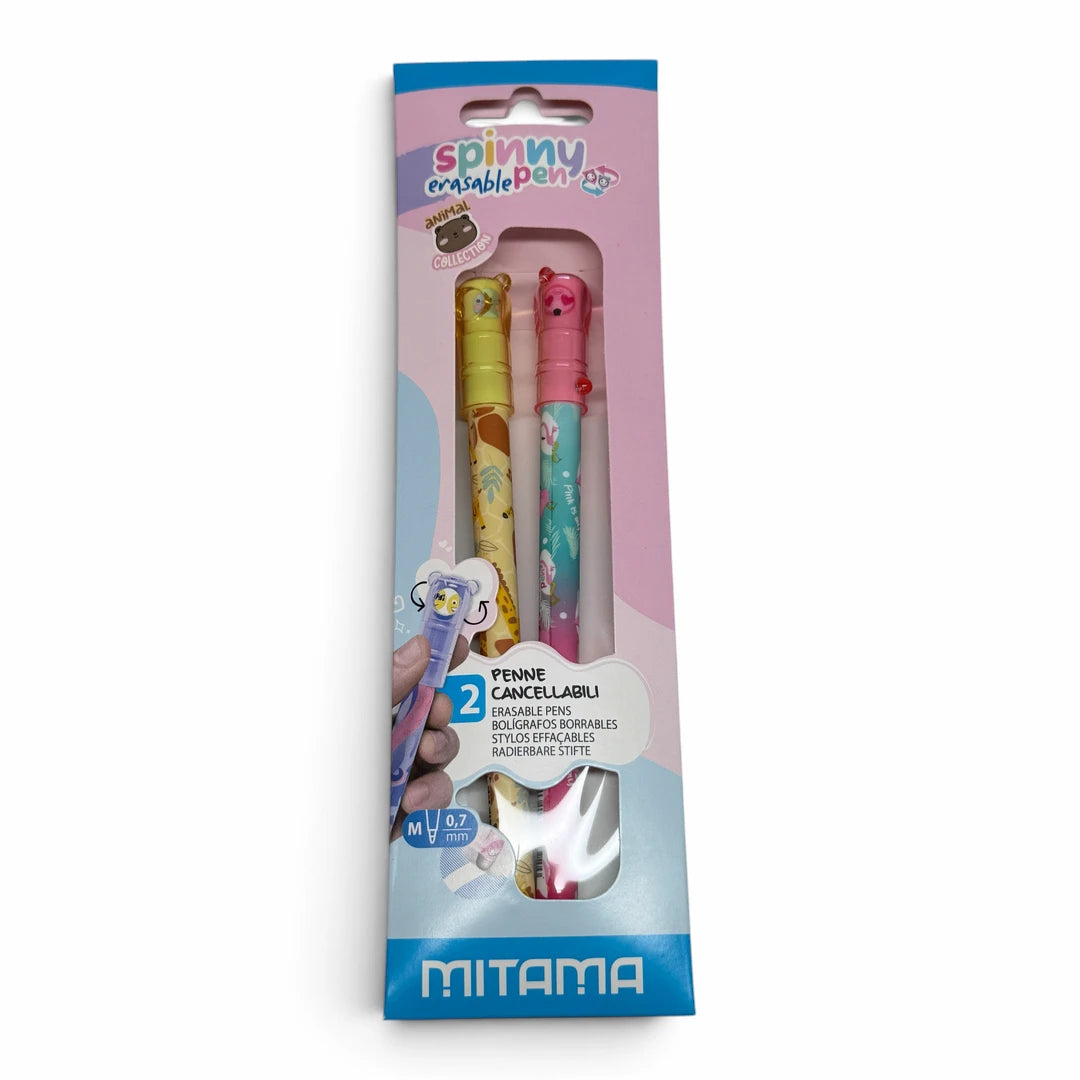 Mitama Set Due Penne Cancellabili Spinny Pen Punta 0,7 Animal Collection - foto 3