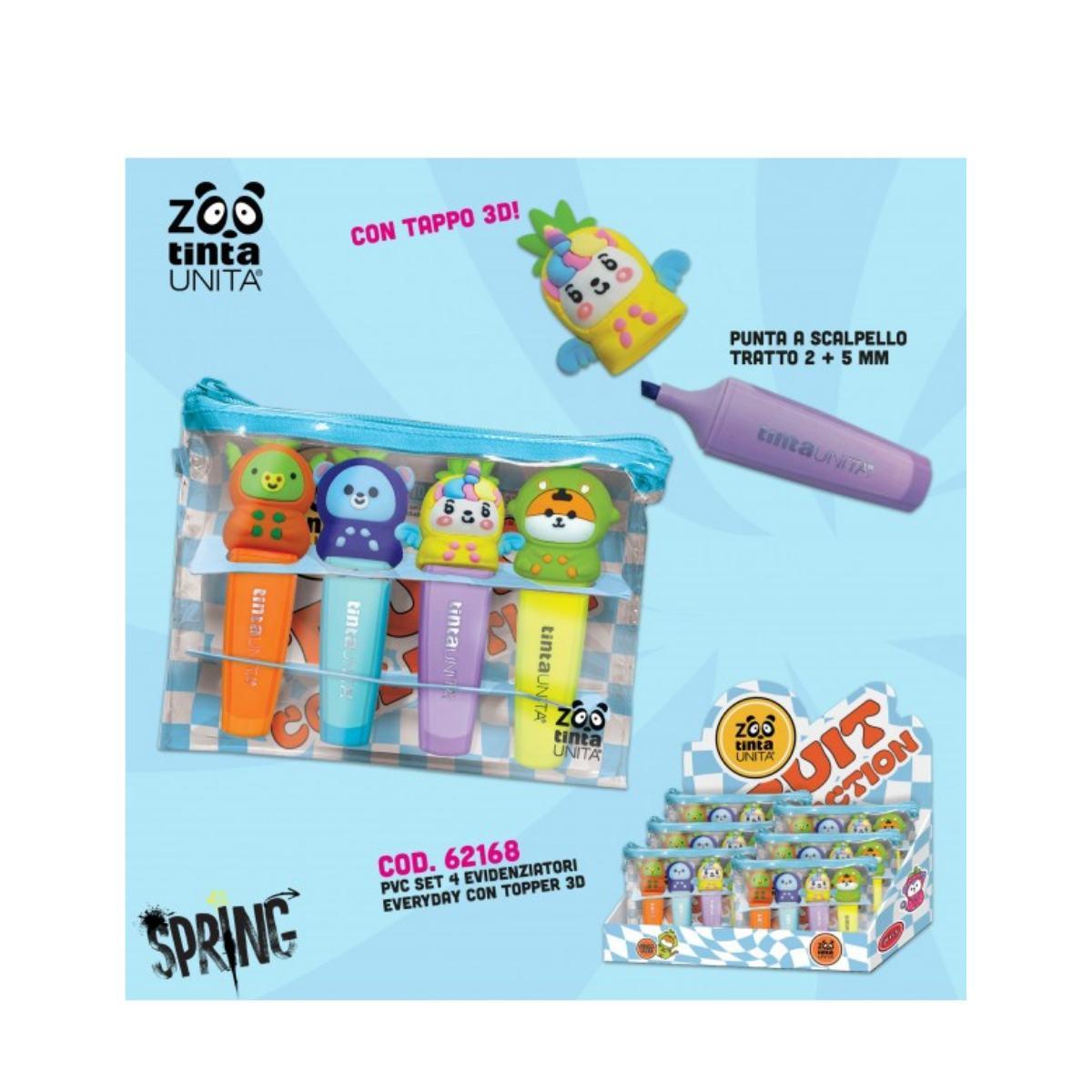 Set 4 Evidenziatori Zoo con Topper in Pochette - Quiscuola.it – Zaini, Astucci e Diari Scuola