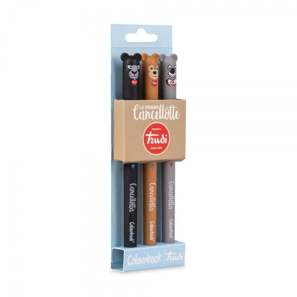 Set di Penne Cancellotte Colourbook x Trudi – Tenerezza e Funzionalità per la Scrittura