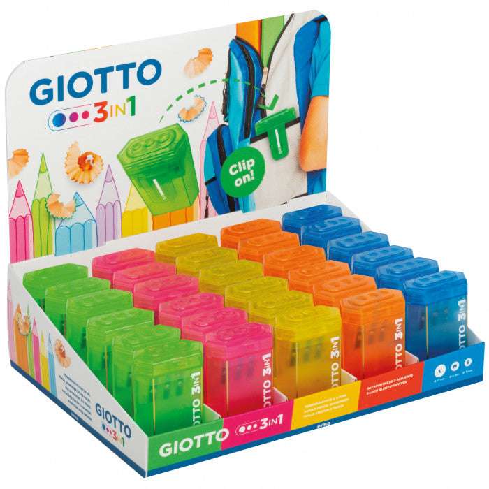 Temperino Contenitore Giotto 3 Fori (3 in 1) con Chiusura e Clip – Fila - Quiscuola