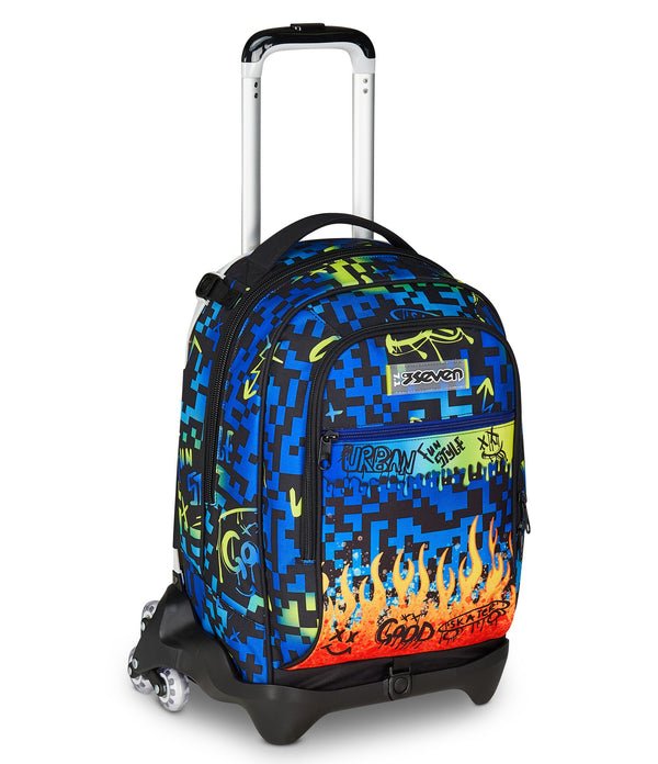 Trolley Seven Jack 3WD Scribbled Flame – Zaino 3 in 1 con Carrello da 34 Lt - Quiscuola.it – Zaini, Astucci e Diari Scuola